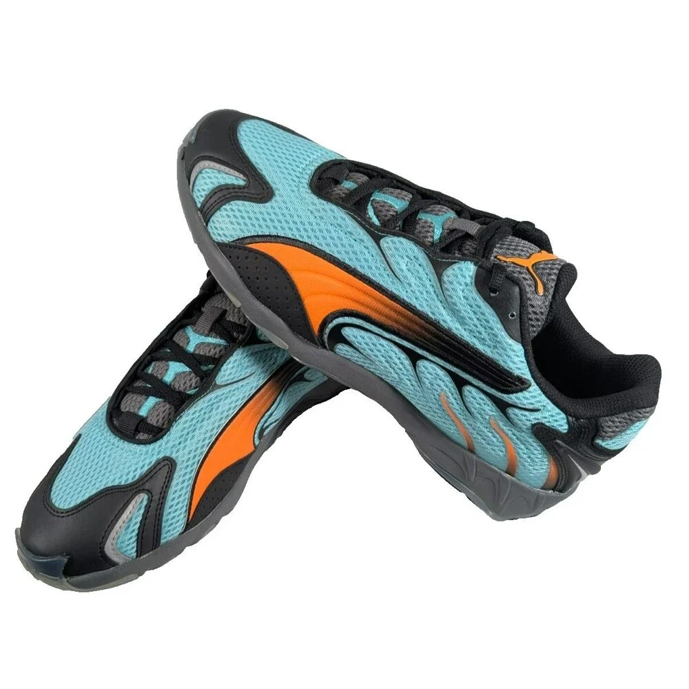 PUMA Inhale Mens 9 Aquatic Orange Glo 401560-04 Retro Running Shoes NEW